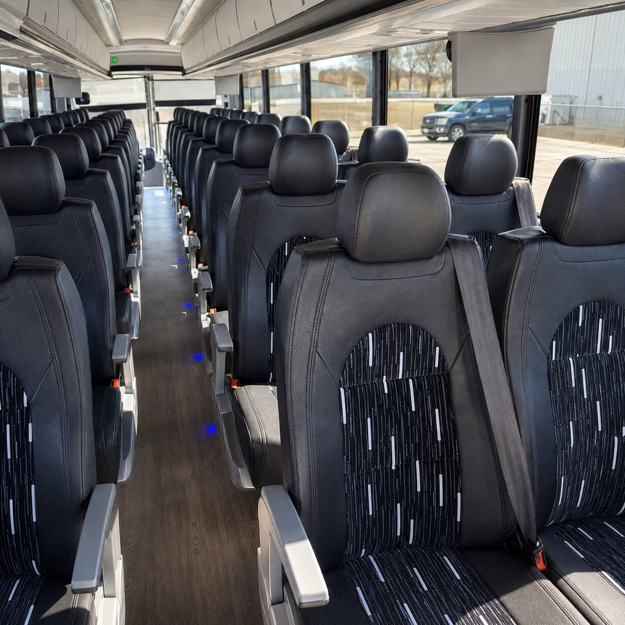 56 passenger charter bus inside
